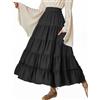 Scarlet Darkness, Maxi Gonna Lunga da Donna Estiva, fluida, Rinascimentale, Gonna con Tasche, Marrone, S