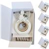 Regalami.Shop Set 4 bomboniere Angelo in Marmo di Carrara e Legno cm 11,5x7 comleto di Tutto (4 Pezzi fam)