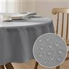 Softalker piccola tovaglia rotonda 120 cm,antimacchia,grigio,impermeabile,texture lino,Natalizia tovaglie decorazione per balconi,esterni,tavolo da giardino,feste,compleanni,Capodanno,Natale,4 Posti