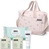 Suavinex, Borsa cambio bambino con cosmetici: Gel detergente delicato 300 ml + Latte idratante 300 ml + Crema per il cambio 75 ml + Salviette 60 unità. Regalo di nascita per bambina e bambino, rosa