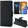 N NEWTOP Cover Compatibile per Xiaomi Redmi 9C, HQ Lateral Custodia Libro Flip Chiusura Magnetica Portafoglio Simil Pelle Stand (Nero)