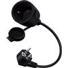 HuaLiSiJi Prolunga Corta Schuko 90 Gradi 16A 250V Mini Prolunga Schuko IP44 per Esterno o Interno, Casa, Ufficio (Nero, 1.5m)