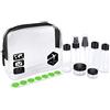 TWIVEE - borsa da toilette trasparente con set di bottiglie da viaggio - 1 litro - set da viaggio - unisex - kit da viaggio trasparente - liquidi per il bagaglio a mano