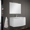 Inbagno Mobile Bagno sospeso Curvo 80 cm, 2 Ante con Chiusura Ammortizzata, lavabo e Specchio Inclusi (Bianco Lucido)