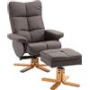 HOMCOM Poltrona Sedia Relax Reclinabile con Poggiapiedi in pelle PU Marrone