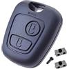 ANGOFIZ Cover chiave telecomando 2 pulsanti senza lama compatibile con Peugeot 106 107 206 206CC 206 Break SW 207 306 + 2 pulsanti interruttore