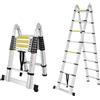 UISEBRT Scala Telescopica in alluminio 3.8M pieghevole multifunzione antiscivolo Allungabile Scaletta 1.9M+1.9M, Carico Massimo 150 kg