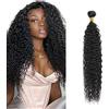 AiPliantfis Human Hair Bundles Curly Wave Extension Capelli ricci Extensions Capelli Umani Natural Black Double Weft 1 Bundles Grade 8A Unprocessed Virgin Brazilian Remy Hair 32 Inches
