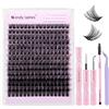 WENDY LASHES Kit Extension Ciglia Naturali D-Curl C3 Wispy Ciglia Finte Ciuffetti Mix10-18mm Cluster Lashes Kit with Lash Extension Colla E Pinzette(FK/KIT-C3-D-1018)