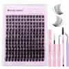 WENDY LASHES Kit Extension Ciglia Naturali D-Curl FD18 Wispy Ciglia Finte Ciuffetti Mix10-18mm Cluster Lashes Kit with Lash Extension Colla E Pinzette(FK/KIT-FD18-D-1018)