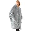 Vancavoo Felpa Donna Coperta con Maniche Felpa con Cappuccio Oversize Uomo Gigante Blanket Hoodie Fleece Sweatshirt Cappotto con Cerniera Tasca,Grigio Chiaro