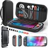 Klipdasse Carry Case for Nintendo Switch 2 - Portable Hard Shell Slim Carry Case with 2 HD Screen Protectors, Crystal Shell Skin, Dust Plugs Kit, 4 Thumb Grips - Switch 2 Slim Travel Case & Accessories Bundle
