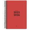 Liderpapel Agenda scolastica leiderpapel 2025-26 spirale basic rosso dia pagina a5 bilingue carta fsc 70 gr.