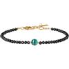 COAI Bracciale da Donna in Pietre Dure con Perline Sfaccettate di Tormalina Nera e Malachite, Bracciale di Tormalina Nera da Donna