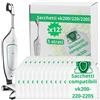 NAMAI - Set di 12 Sacchetti Folletto VK200 e VK220s, Ricambi Compatibili, Microfibra Resistente, Antibatterici, Sacchi Folletto (12 Sacchetti)