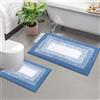 Enyhom Set di 2 tappetini da bagno, antiscivolo, lavabili, morbidi, assorbenti, per doccia, colore blu