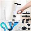 MENGBEI Pulitore Tubi ad Alta Pressione (4 Adattatori) - Pompe per Sblocco Tubature con Compressione d'Aria e Manometro - Per Lavandini, Water, Doccia, Cucina - Stura WC e Bagno - Sgorgatore per Otturazioni