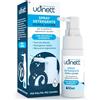Udivita Spray Detergente per Apparecchi Acustici Spazzola Integrata - Udinett 30ml Formula No Alcol per Pulizia Auricolari Cuffiette Bluetooth Asciugatura Rapida Elimina Cerume e Sporco