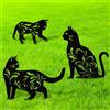 URATOT Confezione da 3 statue da giardino in metallo a forma di gatto nero con sagoma di gatto, pali decorativi da giardino da giardino, statue da esterno per decorazioni da cortile e ornamenti per