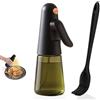 Euqvunn Spruzzino Olio per Friggitrice ad Aria - Vetro Anti-Luce da 200ml, Design Anti-Fuga 360°, Oliera Spray per Cucina, Friggitrice ad Aria, Insalate, BBQ, con Pennello per Olio (Nero)