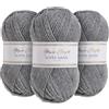 Utopia Crafts Super Aran - Filato per lavori a maglia e uncinetto, 3 pezzi, 100 g (grigio ghiaccio)
