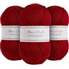 Utopia Crafts Super Aran, filato per lavoro a maglia e uncinetto, 3 pezzi, 100 g (Cranberry Crush)