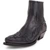 DJFOG Stivaletti Western da Uomo Con Cinturino Con Fibbia - Stivali Corti da Cowboy Con Punta Quadrata in Pelle Retrò - Motociclista, Nero, 42 EU