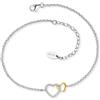Engelsrufer Cavigliera da donna bicolore in argento sterling con ciondolo a forma di cuore, chiusura a moschettone, regolabile in due lunghezze, senza nichel, dimensioni: 22 + 5 cm, 22+5cm, Argento
