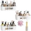 Lifewit Cestino per Doccia a Ventosa da Parete, 31 cm Mensola Doccia senza Foratura, Organizer del Bagno in Plastica Rimovibile per Gel Shampoo, Gel Lavaggio viso, Bianco, 3 Confezioni