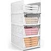 Diealles Shine Organizer Armadio Cassetti, 4PCS Impilabili Pieghevoli per Guardaroba, Plastica Cassettiera per Armadio per Casa, Camera Da Letto, Cucina(Bianco)
