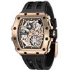 TSAR BOMBA Orologi automatici da uomo Tonneau Luxury Skeleton Design originale Orologio meccanico Grande quadrante quadrato Cinturino in silicone alla moda Orologi da uomo