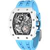 TSAR BOMBA Orologi automatici da uomo Tonneau Luxury Skeleton Design originale Orologio meccanico Grande quadrante quadrato Cinturino in silicone alla moda Orologi da uomo
