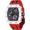 TSAR BOMBA Orologi automatici da uomo Tonneau Luxury Skeleton Design originale Orologio meccanico Grande quadrante quadrato Cinturino in silicone alla moda Orologi da uomo