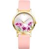 OIDEA Orologio da donna con cinturino in silicone: stile pastorale con fiori, quadrante rotondo, analogico, al quarzo, stile casual, Rosa