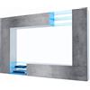 Vladon Set da soggiorno Mirage, Parete attrezzata con 2 ante, 2 ante a ribalta e 6 ripiani a giorno in vetro, bianco opaco/grigio scuro, illuminazione a LED inclusa (262 x 183 x 39 cm)