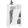 SoBuy Mobile Bagno Salvaspazio con Cesto Portabiancheria - Armadietto Alto e Stretto con Anta a Ribalta e Ripiani Aperti, 86x50x30cm, Bianco BZR156-W