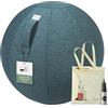 VLUV Palla da Seduta in Stoffa STOV, Sedile ergonomico per casa e Ufficio, Colore: Petrol (Blu-Verde), Ø 60cm - 65cm, Pregiata Stoffa per Rivestimento mobili, Robusta e indeformabile, con Maniglia