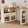 sogesfurniture Tavolo da bar allungabile con ampio spazio di archiviazione, tavolo da bistrot con tavolo girevole, 3 ripiani, 138-193 x 39 x 105 cm