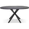 FRANKYSTAR Marui Big - Tavolo da pranzo ovale in legno e metallo con piede centrale Kiso 180x100 cm - legno nero