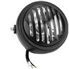 HANSWDEU Faro anteriore vintage per moto stile griglia universale per Harley Cafe Racer Bobber Chopper (vetro bianco e nero)