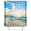 OCEUMACO Design Mare Tenda Doccia Antimuffa Stampa 3D Spiaggia Colorata Onda Blu Tende Vasca da Bagno in Tessuto Poliestere Impermeabile Oceano Gialla Moderna 180x200 cm Lavabile Lavatrice
