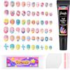 Gorvalin 6 Pezzi di Unghie Finte a Pressione per Bambini - Disegni di Nail Art con Fiori Francesi Carini a Copertura Totale per Ragazze - Include linguette Adesive per Unghie e Colla per Ricostruzione