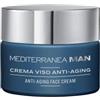MEDITERRANEA COSMETICS Crema Viso Uomo Antirughe con 4MAN Complex Acido Ialuronico e Baobab Idratante Tonificante Opacizzante per Pelle Maschile Effetto Mat 50 ml