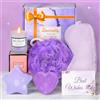 TOLOYE Set Regalo Donna, Pacchetto Cura di Sé Rilassante, Sali da Bagno, Candela Profumata, Maschera per gli Occhi, Set di Coccole per Regali Donna, Regalo Compleanno Migliori Amici (Viola)