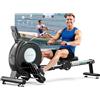 LABGREY Vogatore Magnetico per Palestra in Casa, Resistenza Silenziosa a 16 Livelli, Capacità 158 kg, Compatibile con APP, Schermo LCD, Montaggio Facile, Vogatore per Allenamento Cardio