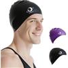Xcdhemde® Cuffia da Nuoto Unisex, Cuffia Nuoto Elastica, Cuffia Piscina Donna, Cuffia Piscina Uomo, Fodera Antiscivolo, Morbida e Confortevole, Robusta e Durevole (Nero)