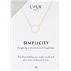 LUUK LIFESTYLE Catenella argento sterling 925, 50cm con ciondolo ad anello e messaggio SIMPLICITY, portafortuna, rosa