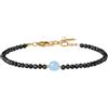 COAI Bracciale Fine da Donna Cristalli con Perline Sfaccettate di Tormalina Nera e Acquamarina, Bracciale di Tormalina Nera da Donna
