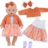 Xerteam Vestiti per bambole per bambini da 14 a 18 pollici, 4 pezzi di vestiti per bambole arancioni con cappotto arancione, gonna in tulle, fascia per capelli, calzini per bambole 43 cm, 35-43 cm