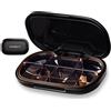 ONTERATE Portapillole Piccolo, 6 Scomparti Portapillole Piccolo per Borsa, Organizer da Viaggio con Divisori Rimovibili, Mini Contenitore Portatile Anti UV per Pillole e Vitamine (Nero)